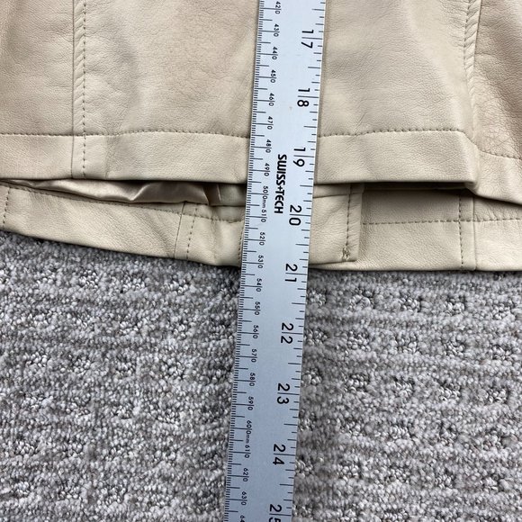 Guess Moto Jacket Women Extra Small XS Tan Full Zip Casual Biker 100% Polyester - Picture 12 of 16